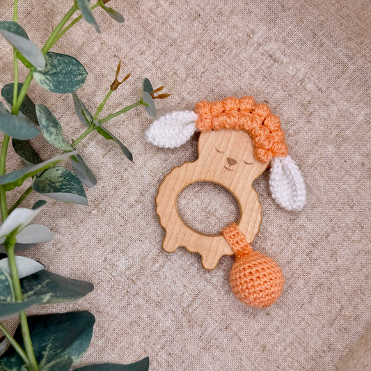 Daisy the Sheep – Handmade Crochet Baby Rattle Teether Toy